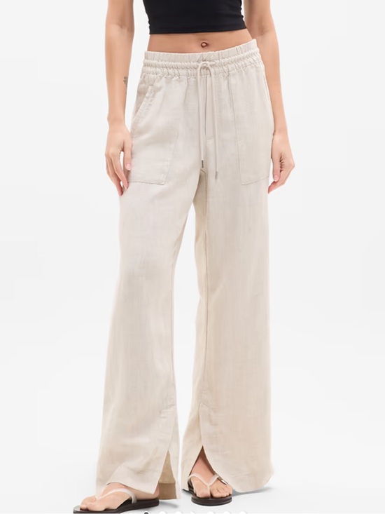 Athleta Pants - Athleta Retreat High Rise Wide Leg Linen Pants Natural Beige Women's XL